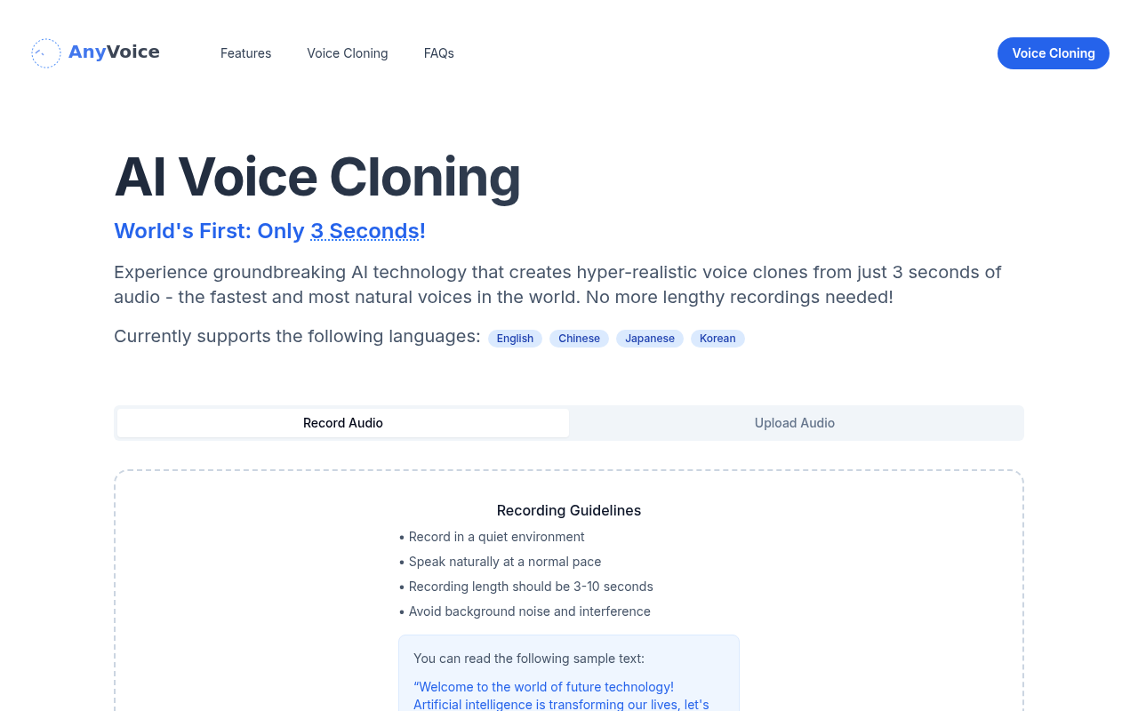 AI Voice Cloning - AnyVoice