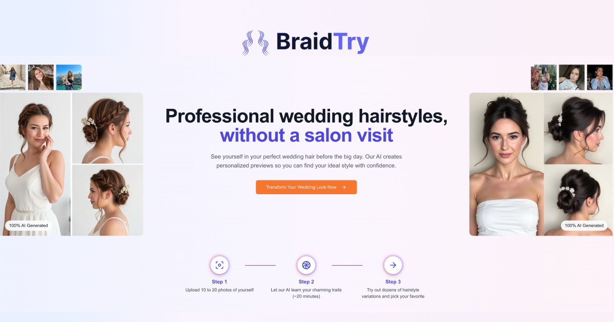 BraidTry | Discover Your Dream Wedding Hairstyle Using AI