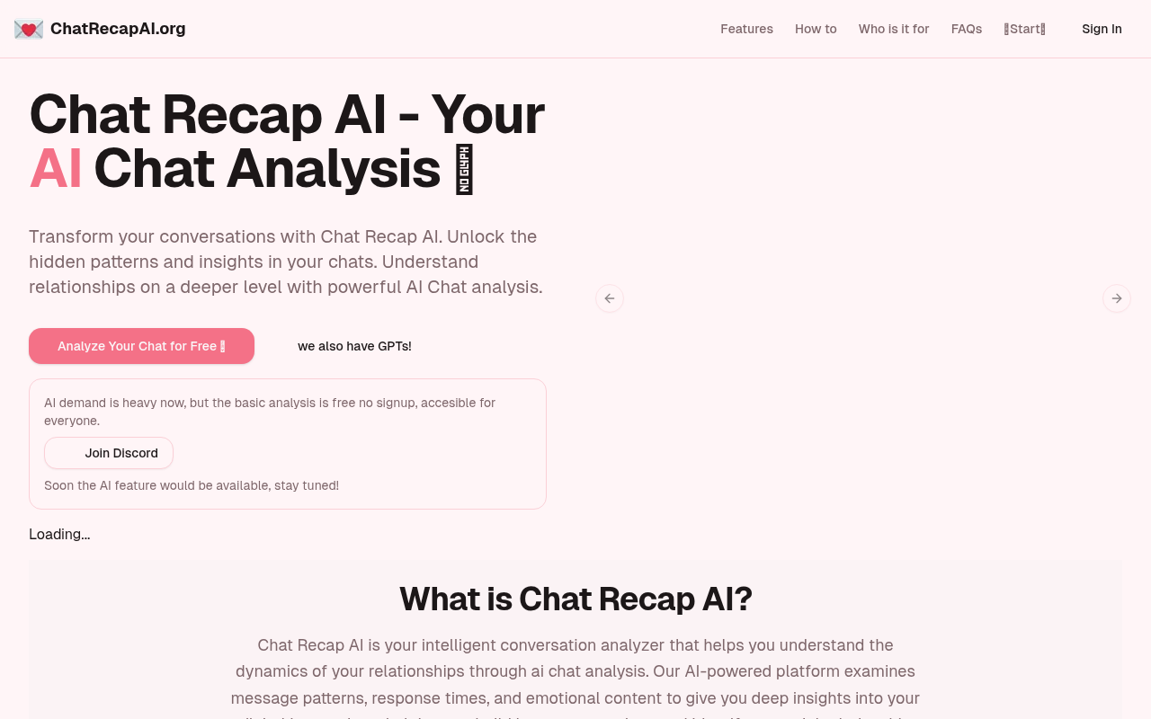 Chat Recap AI - Online Free NoSignup - Your AI Chat Analysis