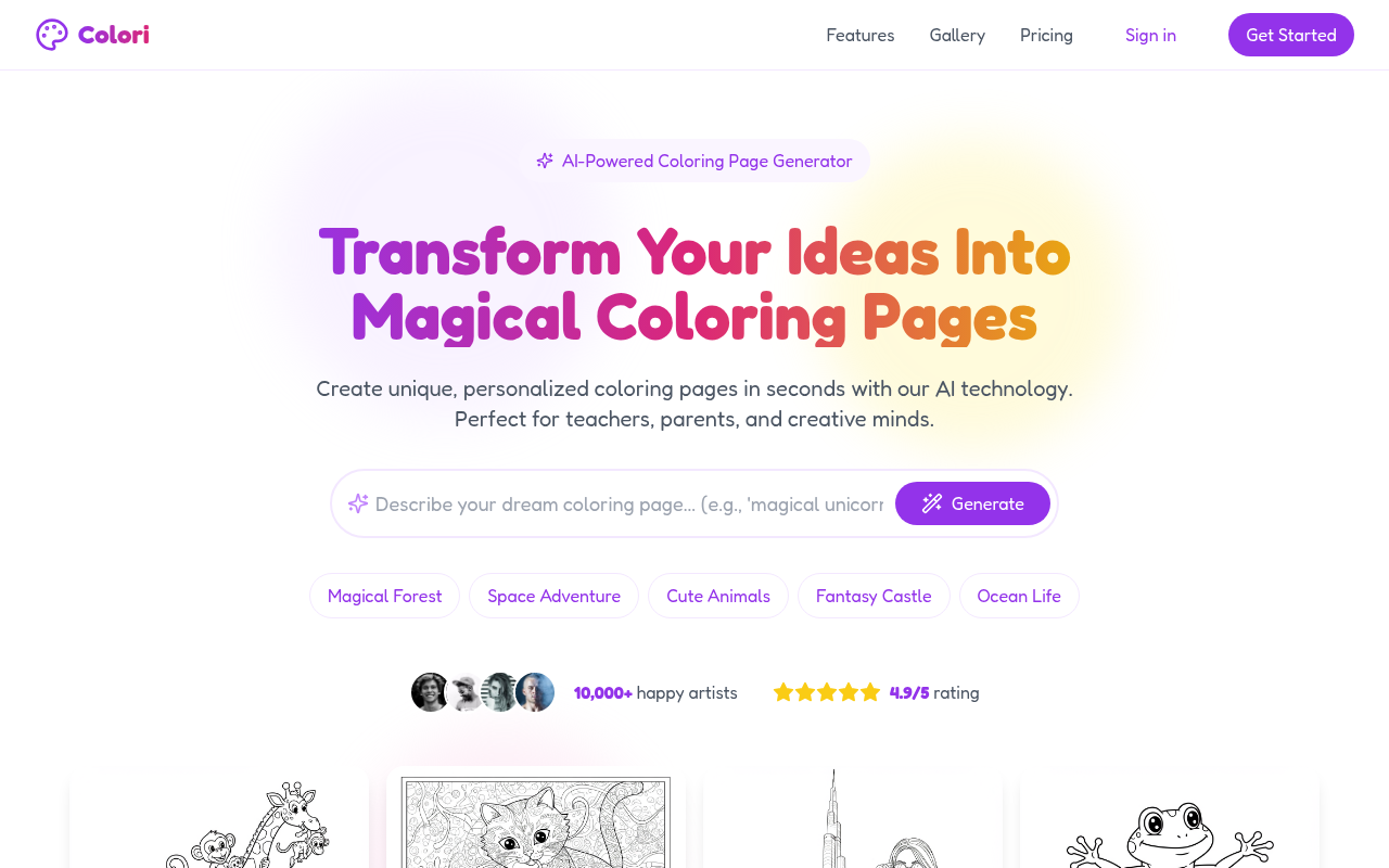 Colori - AI Coloring Page Generator