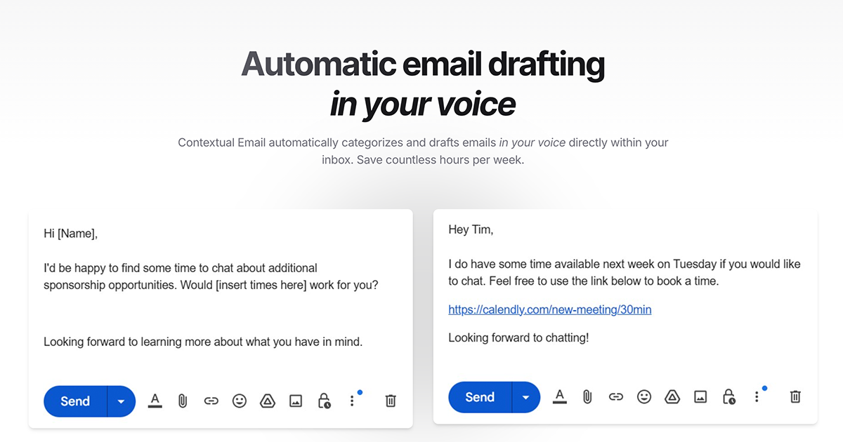 Contextual Email - Automatic email drafting in your voice