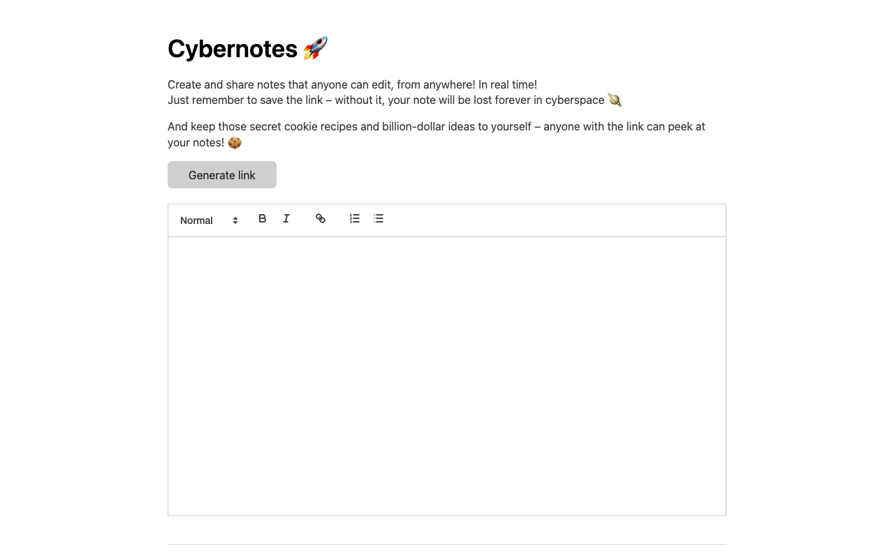 Cybernotes - Free Real-Time Collaborative Notes Editor