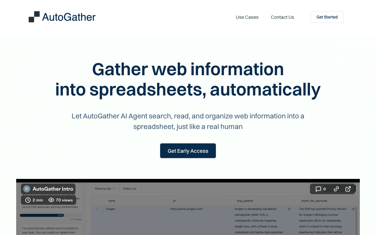 Gather web information into spreadsheets, automatically