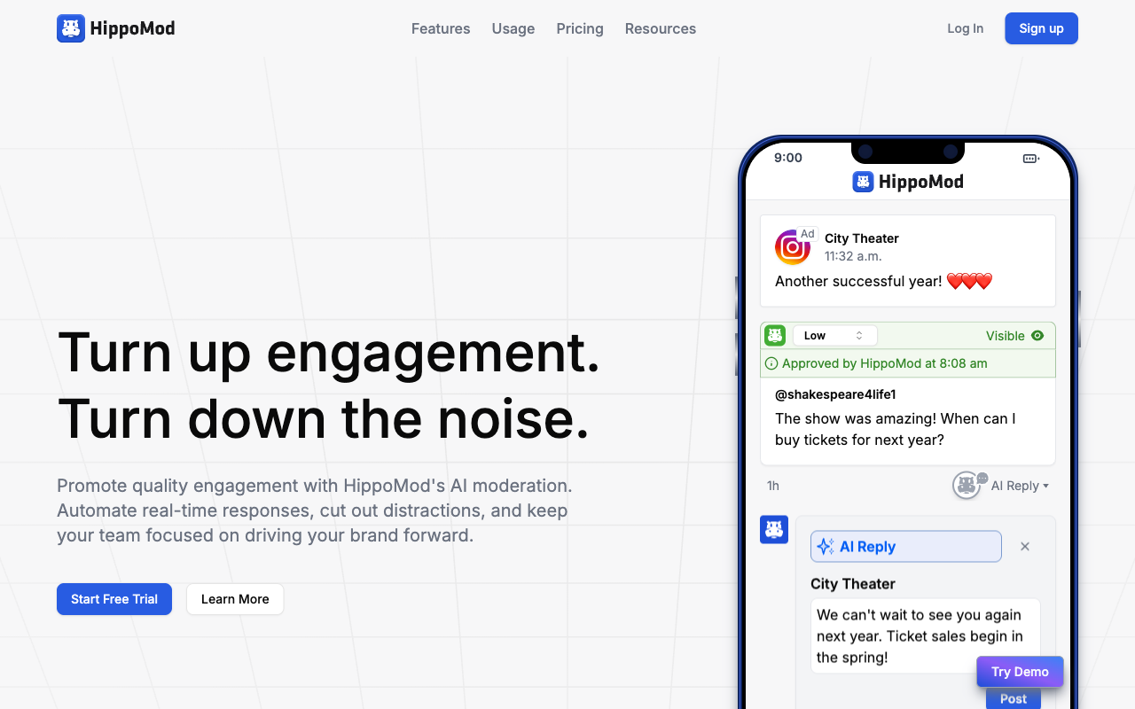 HippoMod: AI-Powered Social Media Engagement and Moderation