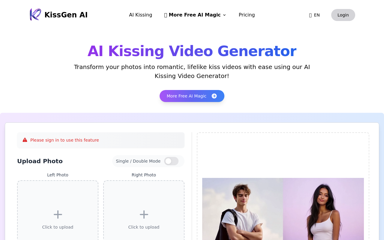 KissGen AI | The Best AI Kissing Video Generator