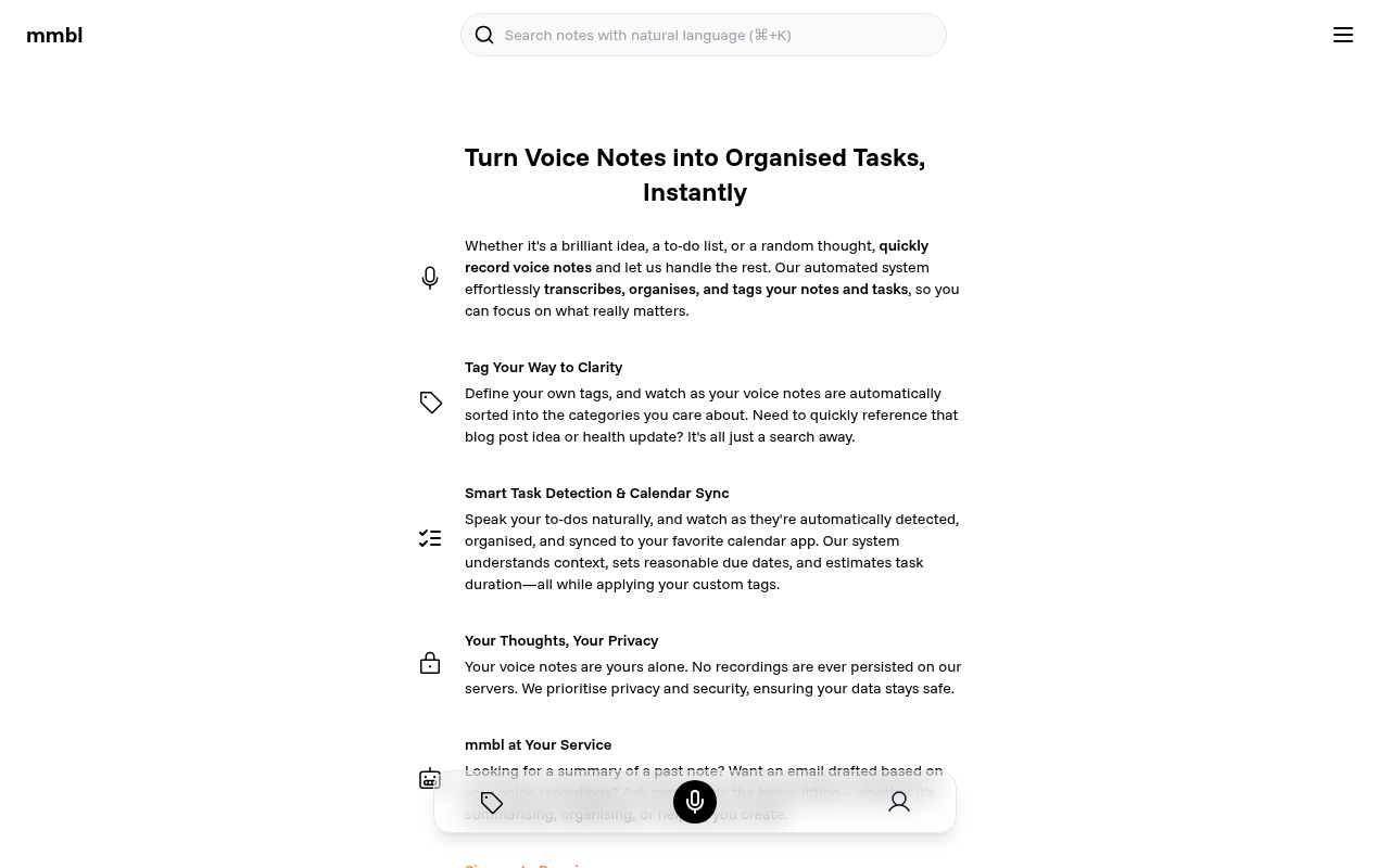 mmbl - Organised Voice Notes