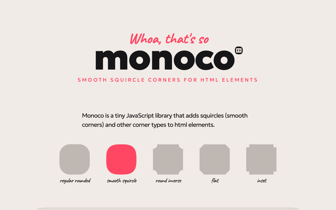 Monoco  smooth squircle corners for HTML elements