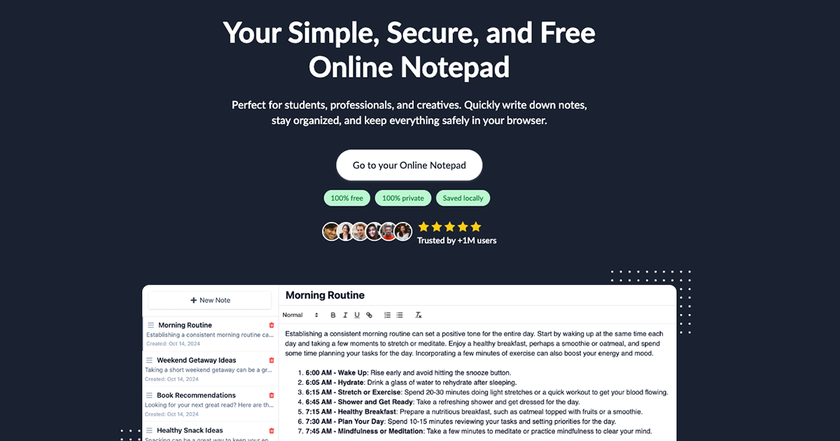 Online Notepad - 100% Free & Secure Online Notepad for Everyone