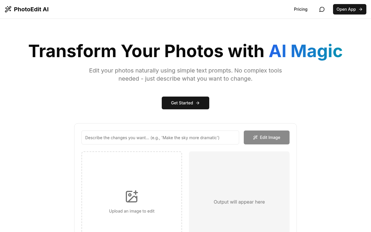 PhotoEdit AI - Transform Your Photos with AI