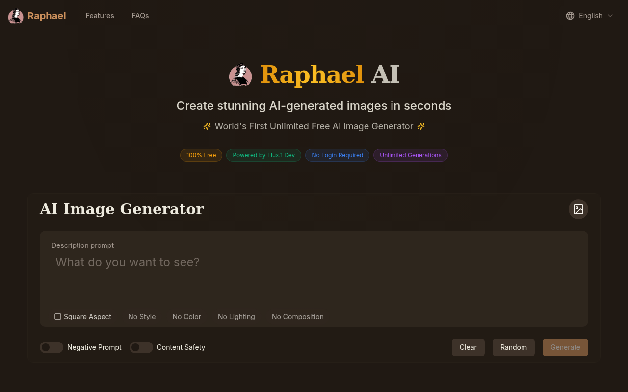 Raphael - Free Unlimited AI Image Generator powered by FLUX.1-Dev