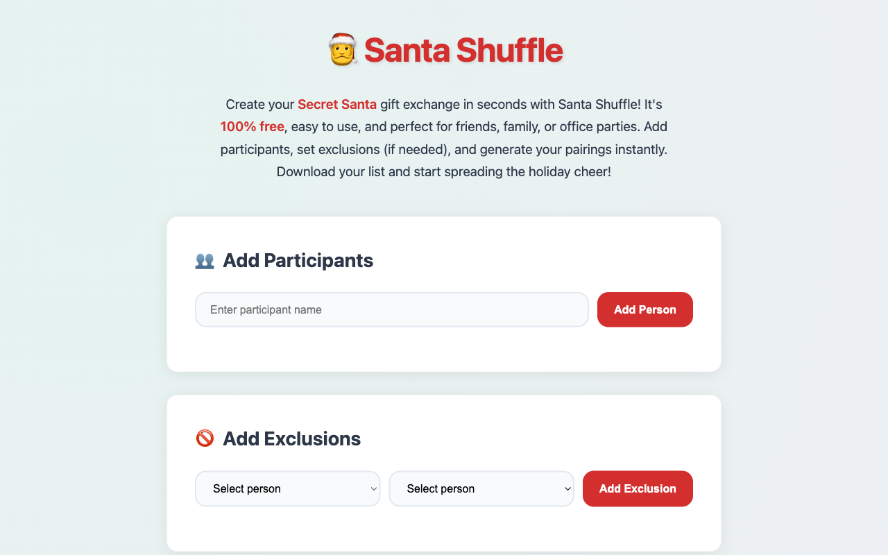 Santa Shuffle - Free Secret Santa Generator