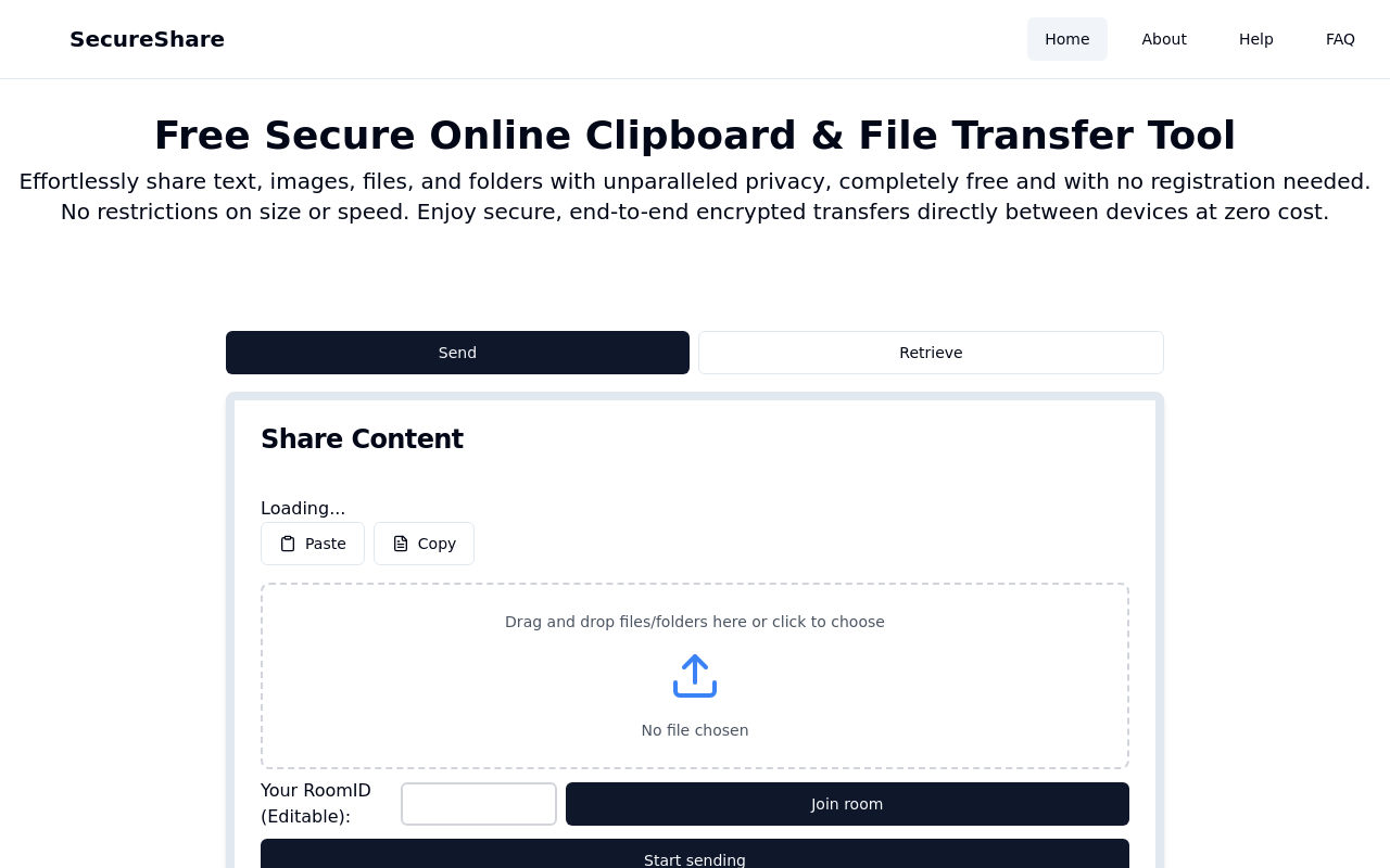 SecureShare: Free End to end File Transfer & Clipboard Sharing