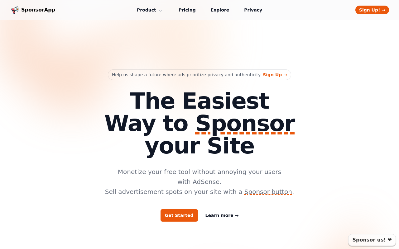 SponsorApp - Sponsor your website in 10 minutes.