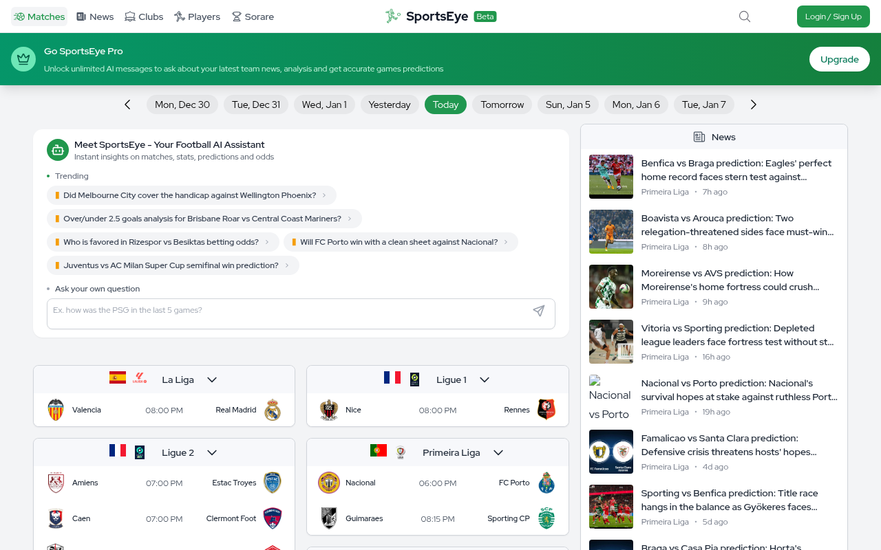 SportsEye - AI-Powered Football Analytics & Predictions