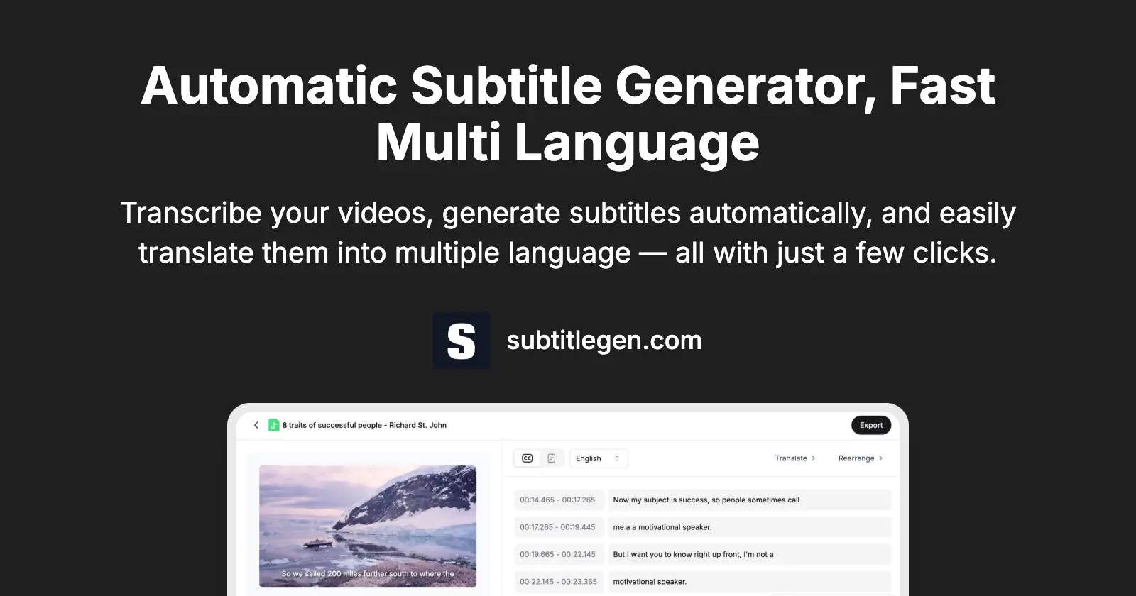 SubtitleGen - Automatic Subtitles and Audio-to-Text Conversion