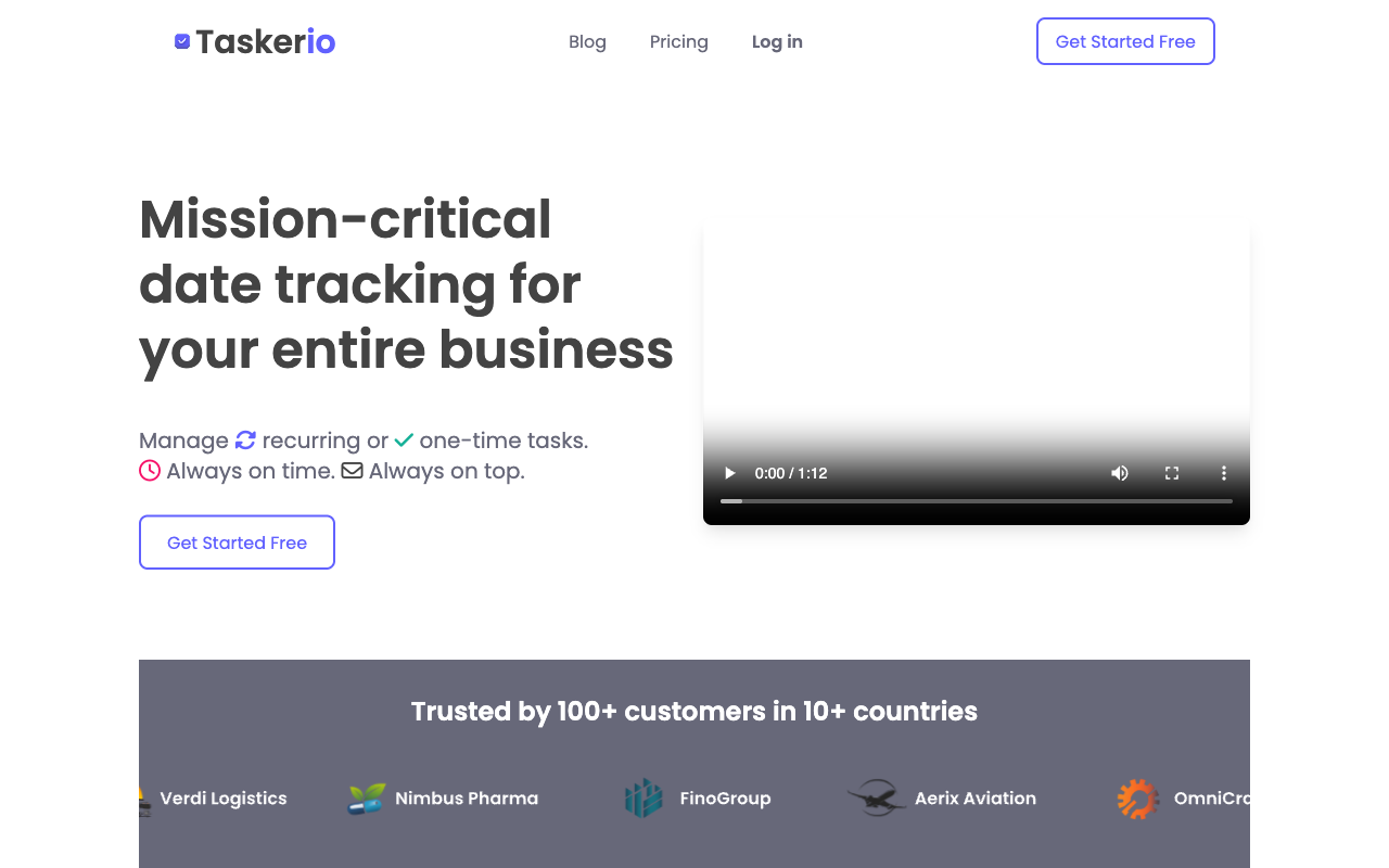 Taskerio | Mission-Critical Date Tracking