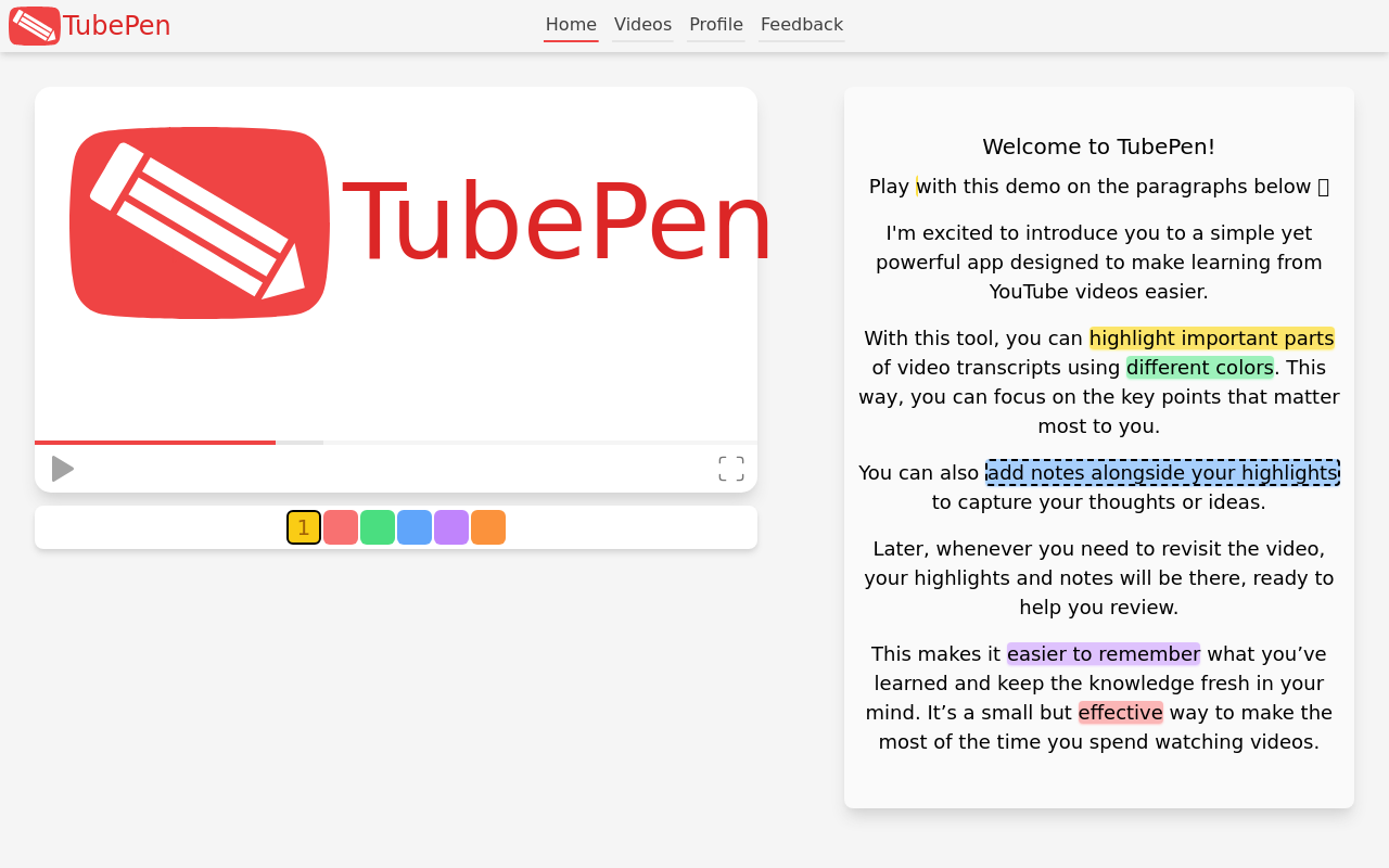 TubePen - Video Highlighting and Annotation Simplified